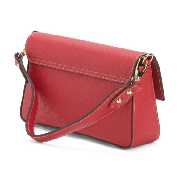 DIVINA FIRENZE Made In Italy Leather Baguette Crossbody With Snake Detail - Picture 4 of 4